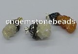 CGP3189 15*20mm - 15*35mm nuggets plated druzy quartz pendants