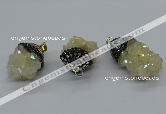 CGP3193 20*30mm - 25*40mm nuggets plated druzy quartz pendants