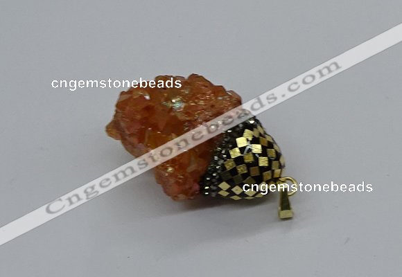 CGP3196 20*30mm - 25*40mm nuggets plated druzy quartz pendants