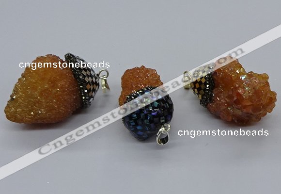 CGP3198 20*30mm - 25*40mm nuggets plated druzy quartz pendants