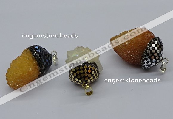 CGP3199 20*30mm - 25*40mm nuggets plated druzy quartz pendants