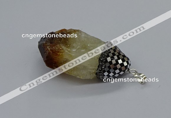 CGP3205 25*45mm - 28*50mm nuggets citrine gemstone pendants