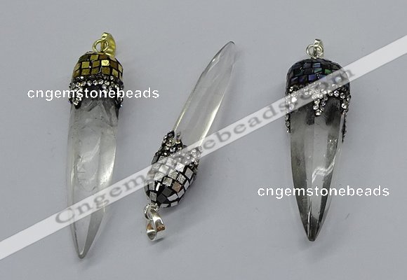 CGP3223 12*45mm - 15*55mm sticks white crystal pendants