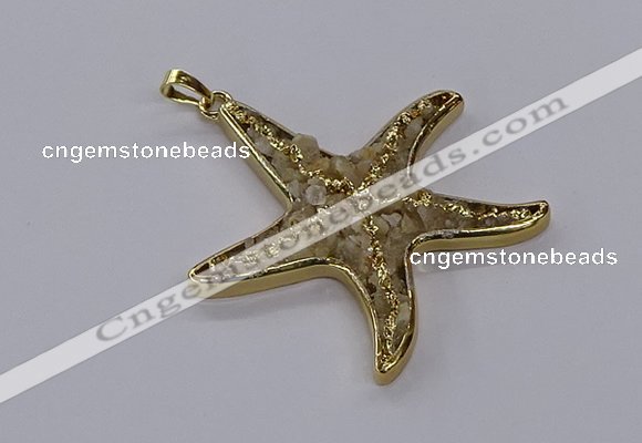 CGP3230 55*58mm starfish druzy agate pendants wholesale