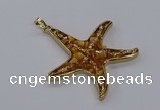 CGP3231 55*58mm starfish druzy agate pendants wholesale