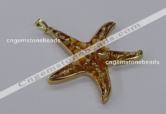 CGP3231 55*58mm starfish druzy agate pendants wholesale