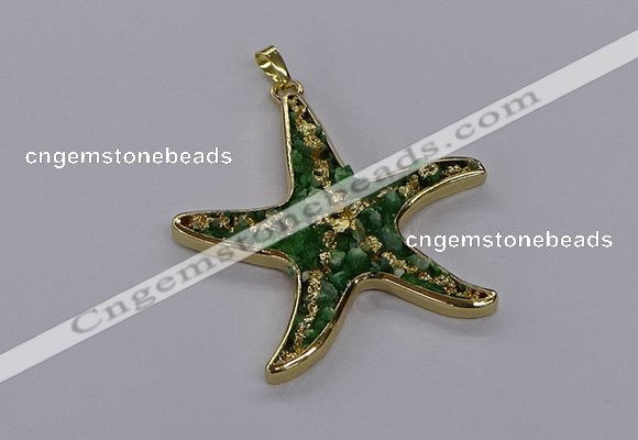 CGP3235 55*58mm starfish druzy agate pendants wholesale