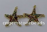 CGP3238 55*58mm starfish druzy agate pendants wholesale