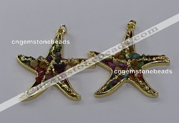 CGP3238 55*58mm starfish druzy agate pendants wholesale