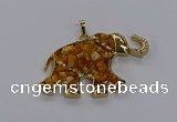 CGP3241 35*60mm elephant druzy agate pendants wholesale