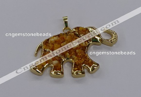 CGP3241 35*60mm elephant druzy agate pendants wholesale