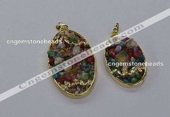 CGP3254 25*40mm - 30*50mm oval druzy agate pendants wholesale