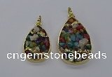 CGP3256 25*40mm - 30*50mm flat teardrop druzy agate pendants