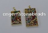 CGP3258 25*40mm - 30*50mm rectangle druzy agate pendants