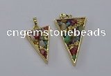 CGP3262 25*40mm - 30*50mm triangle druzy agate pendants wholesale