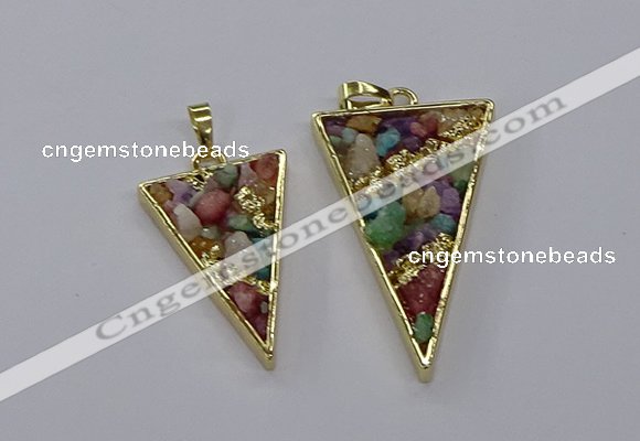 CGP3262 25*40mm - 30*50mm triangle druzy agate pendants wholesale