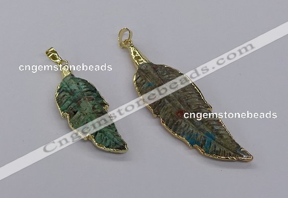 CGP3274 20*50mm - 25*65mm feather ocean agate pendants