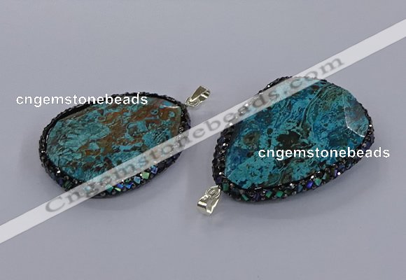 CGP3284 40*50mm - 45*55mm faceted freeform ocean agate pendants