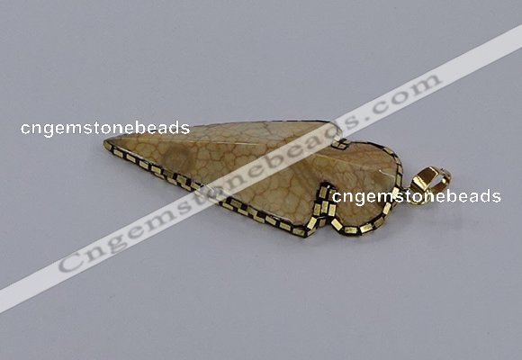 CGP3287 25*55mm - 28*55mm arrowhead agate pendants wholesale