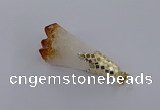 CGP3295 20*40mm - 25*45mm faceted freeform druzy citrine pendants