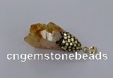 CGP3296 20*40mm - 25*45mm faceted freeform druzy citrine pendants