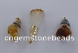 CGP3298 20*40mm - 25*45mm faceted freeform druzy citrine pendants