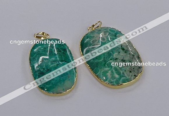 CGP3337 35*45mm - 35*50mm oval fossil coral pendants