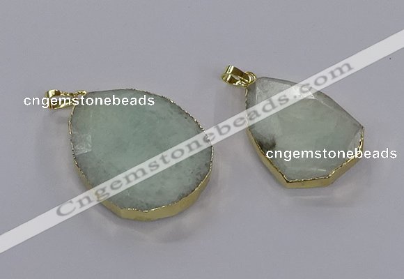 CGP3340 25*35mm - 30*40mm faceted freeform blue sponge quartz pendants