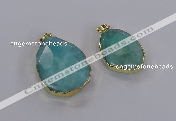 CGP3341 25*35mm - 30*40mm faceted freeform blue sponge quartz pendants