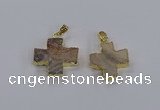 CGP3343 25*25mm - 28*28mm cross druzy agate pendants