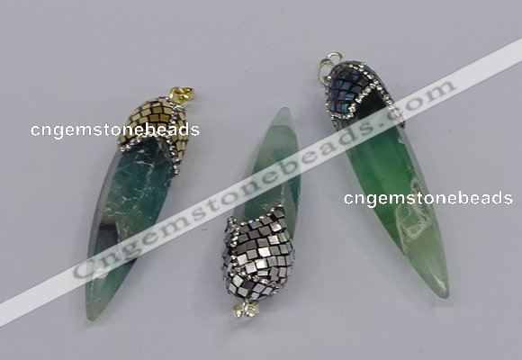 CGP3358 15*50mm - 16*65mm sticks fluorite gemstone pendants