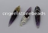 CGP3368 15*50mm - 16*65mm sticks amethyst gemstone pendants