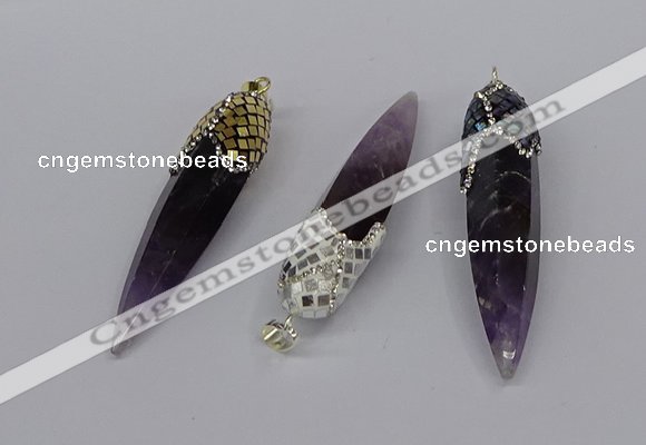 CGP3368 15*50mm - 16*65mm sticks amethyst gemstone pendants