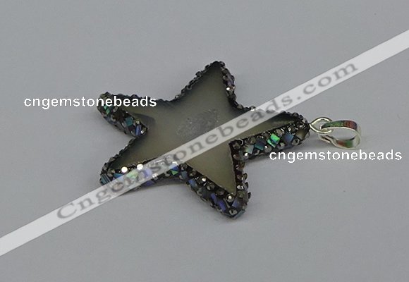 CGP3378 45*45mm star druzy agate pendants wholesale