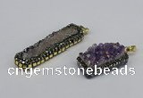 CGP3383 10*35mm - 15*50mm rectangle plated druzy amethyst pendants