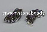 CGP3385 18*40mm - 22*45mm horn plated druzy amethyst pendants