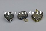 CGP3390 20*20mm - 25*25mm heart plated druzy agate pendants