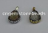 CGP3391 18*25mm flat teardrop plated druzy agate pendants