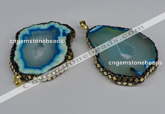 CGP3397 45*50mm - 45*60mm freeform druzy agate pendants