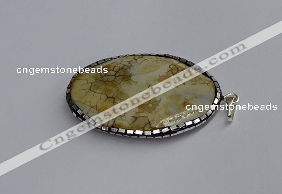 CGP3405 35*50mm faceted oval agate pendants wholesale