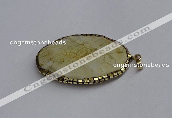 CGP3406 35*50mm faceted oval agate pendants wholesale