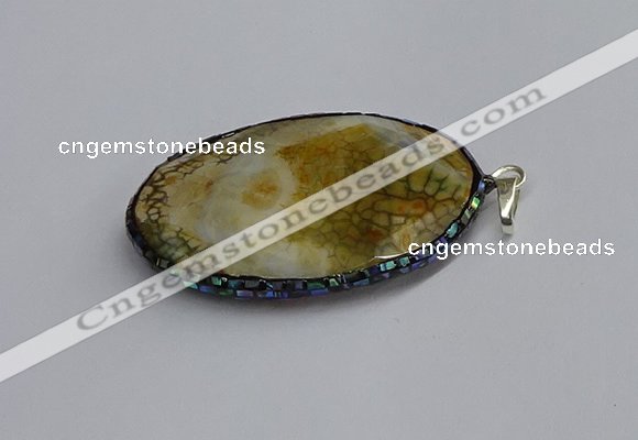 CGP3407 35*50mm faceted oval agate pendants wholesale