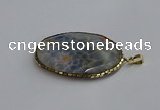 CGP3411 35*50mm faceted oval agate pendants wholesale