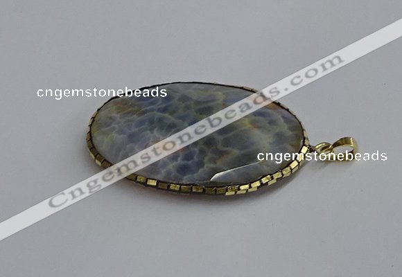 CGP3411 35*50mm faceted oval agate pendants wholesale