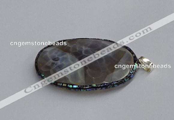 CGP3412 35*50mm faceted oval agate pendants wholesale