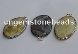 CGP3414 35*50mm faceted oval agate pendants wholesale