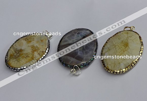 CGP3414 35*50mm faceted oval agate pendants wholesale