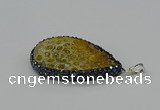 CGP3418 30*50mm - 35*55mm flat teardrop fossil coral pendants