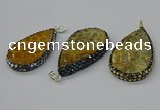 CGP3419 30*50mm - 35*55mm flat teardrop fossil coral pendants