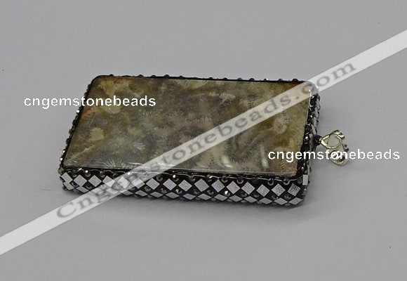 CGP3420 35*60mm - 40*50mm rectangle fossil coral pendants